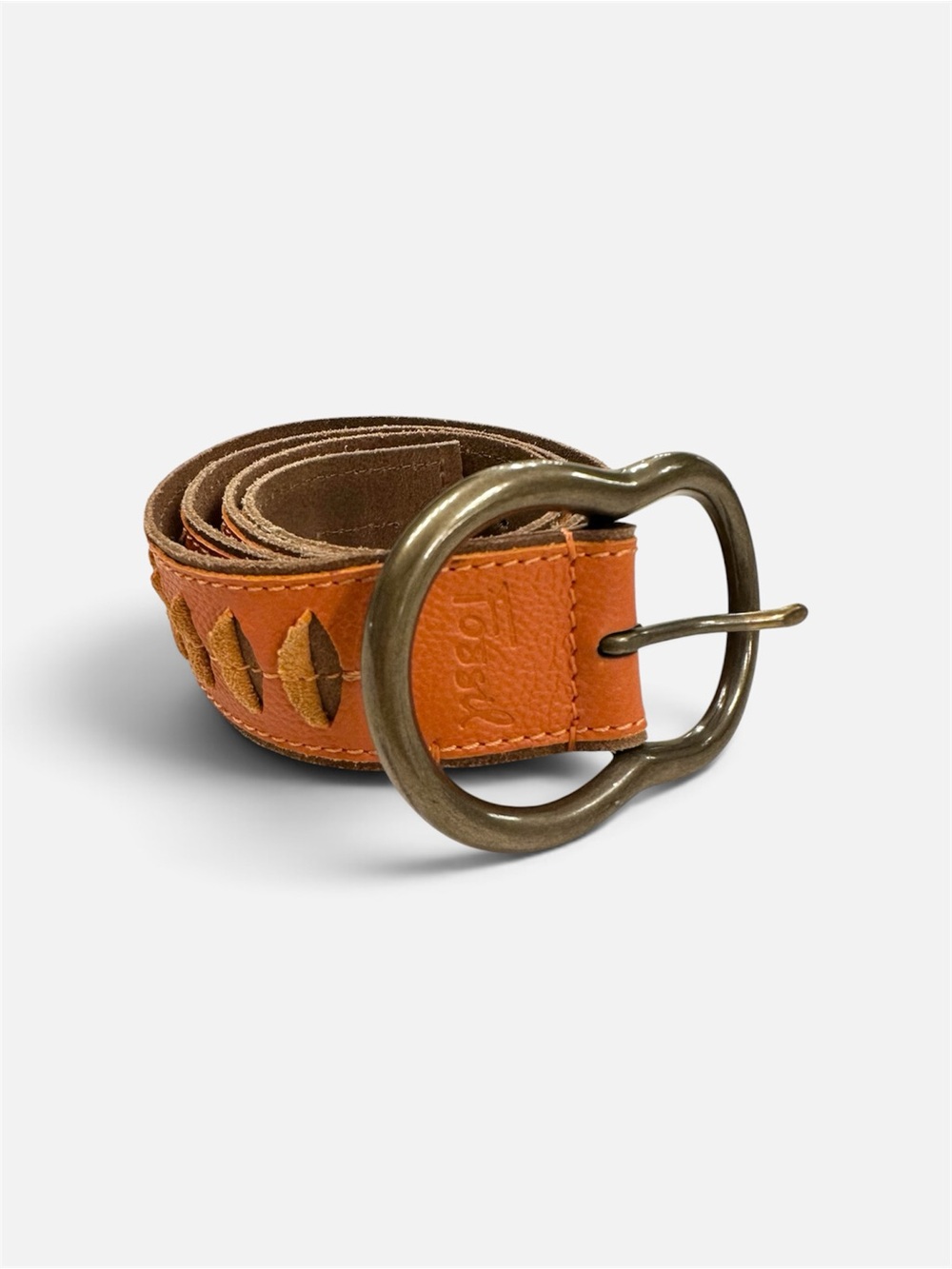 Fossil Women’s Leather Orange Belt Bronze Buckle